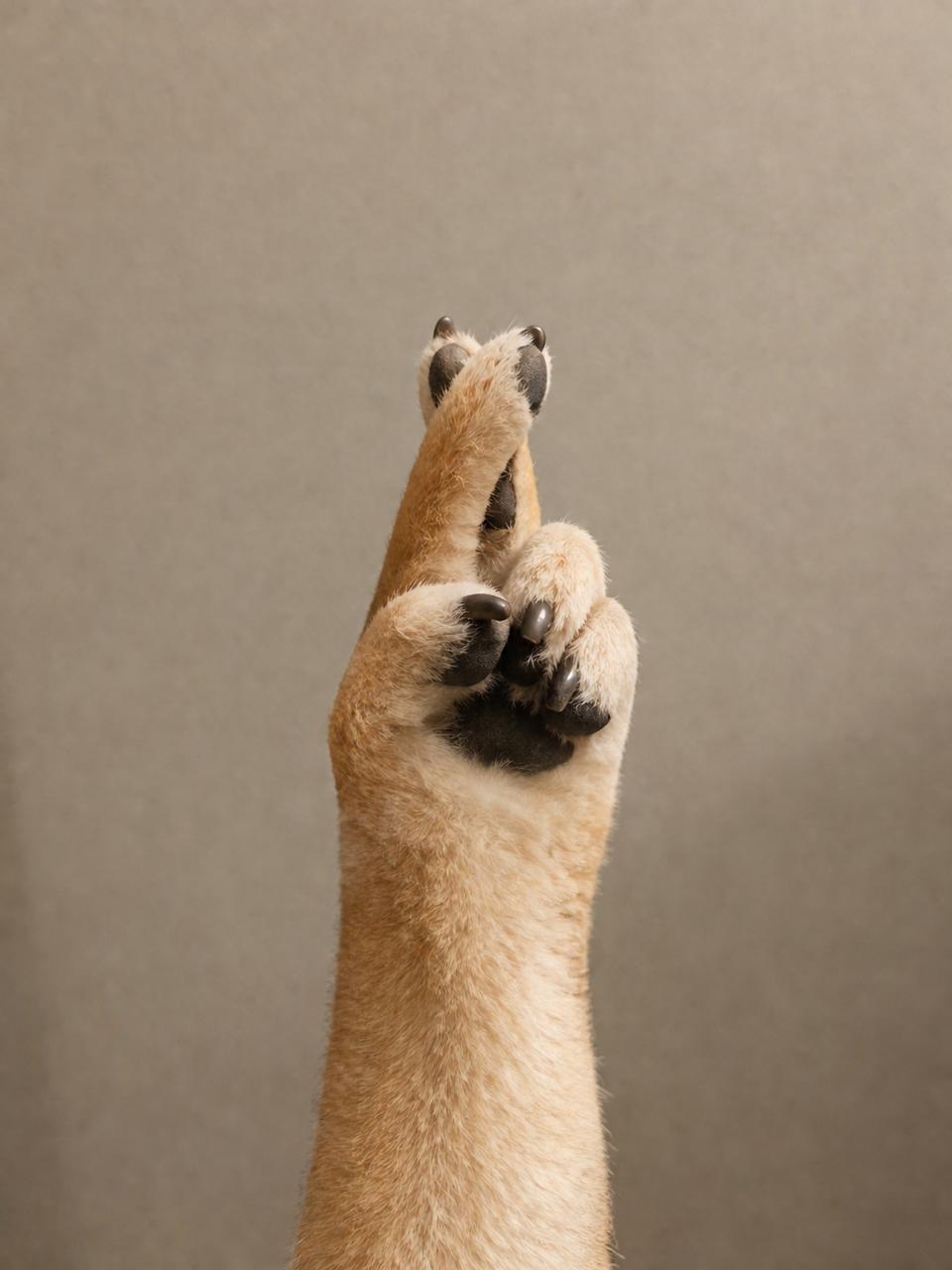 Soft paw crossed fingers